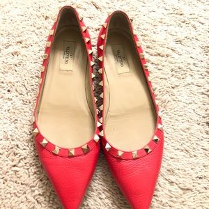 Valentino leather red flats